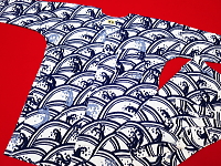 青海波に波濤の柄　義若オリジナルの鯉口シャツ・ダボシャツ
